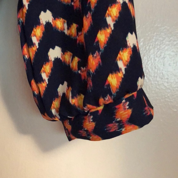 Xhiliration XS Faux Wrap 3/4 Sleeve Print Dress - Picture 4 of 6